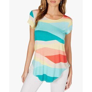 Alfani, Womens Printed Short Sleeve Pullover Top, Small